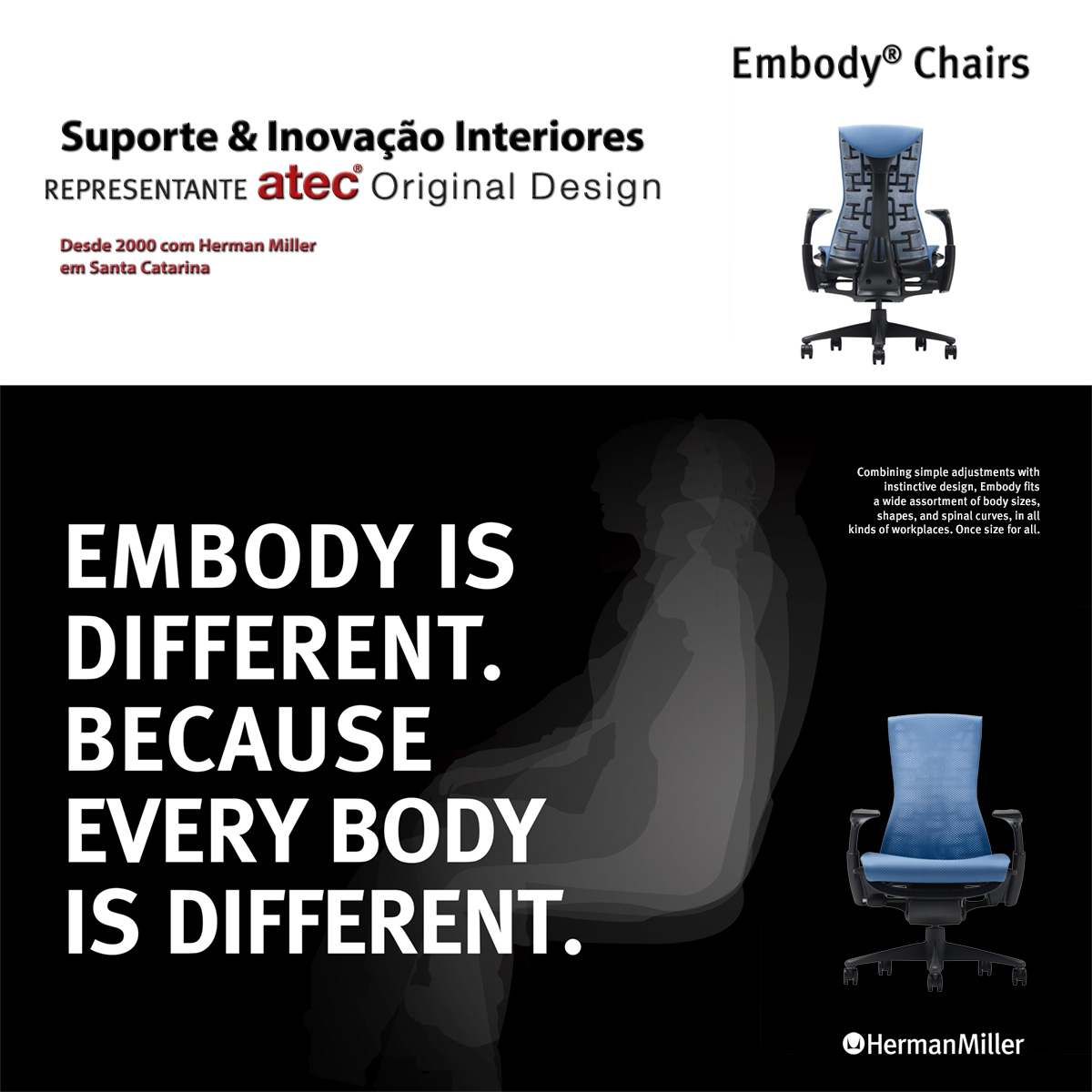 Embody Chair by Herman Miller || Suporte & Inovação Interiores, representante Atec Original Design - Maior Dealer Herman Miller da América Latina